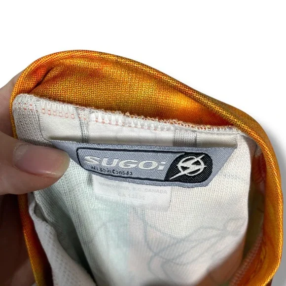 Vintage SUGOI Cycling Jersey Floral Abstract Full Zip Short Sleeve Boho Size M - Picture 3 of 7